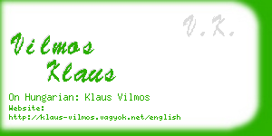 vilmos klaus business card